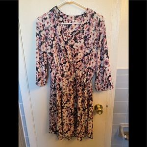 Pink floral wrap style dress